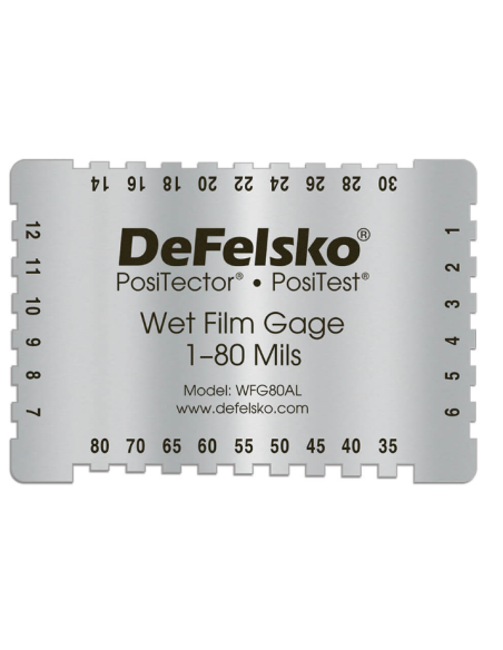 medidores de espesor de película húmeda 4 caras aluminio  de 1- 80 mils
