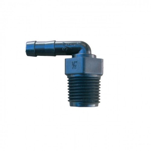 Hose Barb, Poly 1/2"Pipe x 3/8"Barb 90 Degree, HB-050x038-90