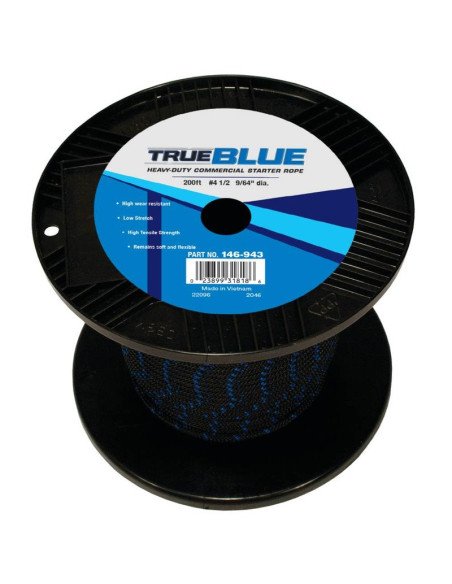 Rope, 200 True Blue Starter, 4 1/2 Solid Braid, 4-7HP Blk/Blue, 146-943